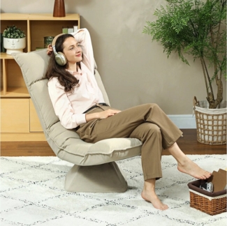 BlingBin Drehsessel Bodensessel mit 5-fach verstellbarer Rückenlehne,Polsterstuhl (1 Stück, 1-St, 70 x 62 x 95 cm), Lazy Sofa für Wohnzimmer und Büro