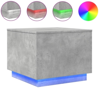 Couchtisch, Sofatisch mit LED-Leuchten Betongrau 50 x 50 x 40 cm