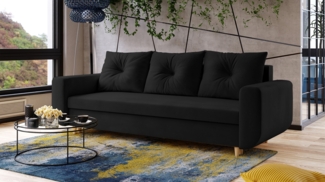 AX LIVING Cheriton Schlafsofa Modern 222cm breit in Schwarz mit Schlaffunktion