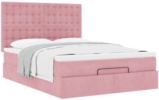vidaXL Ottoman-Bett mit Matratzen Rosa 140x200 cm Samt 3313624