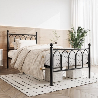 REDOM Metallbett Einzelbett Jugendzimmer mit Lattenrost ohne Martatze (90x200cm ohne Matratze), Zusätzlicher Aufbewahrungsraum, Standard-Einzelbett