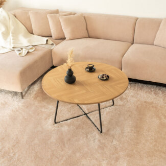 HOME DELUXE Couchtisch Rund NOVARA - 88 x 47 cm Oiled Oak