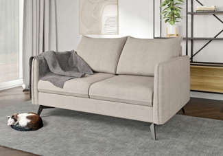 S-Style Möbel 2-Sitzer Sofa Azalea mit Schwarz Metall Füßen aus Luxusmicrofaser, mit Wellenfederung