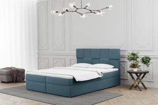 Boxspringbett Schlafzimmerbett JOLIE 160x220cm in Stoff Matt Velvet Blaugrau