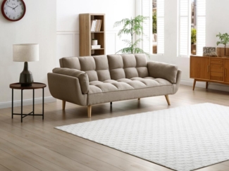 Vente-unique - Schlafsofa Klappsofa 3-Sitzer - Stoff - Beige - LOELINE