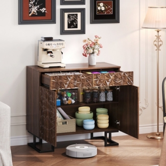 Flieks Kommode mit 2 Schubladen & 2 Türen (Schrank für Wohnzimmer, Schlafzimmer, Esszimmer und Arbeitszimmer, 1 St, B80/T40/H78 cm), Mehrzweckschrank Holzschrank Sideboard mit verstellbaren Einlegeböden