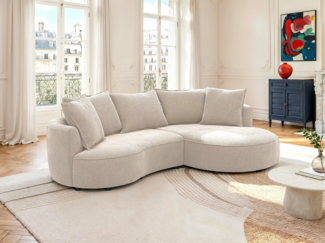 Vente-unique - Ecksofa rechts - Chenille-Stoff - Taupe - CEPRANO von Maison Céphy