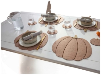 Home-trends24. de Platzset Tischset Kürbis Filz Herbst Deko Platzmatte Set 8tlg, (8-St)