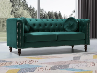 Vente-unique - Sofa 3-Sitzer - Samt - Grün - TURNER