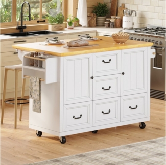 Flieks Küchenwagen mit erweiterbarer Arbeitsplatte, Rollen und verstellbarer Ablagen, (1 St), Kücheninsel Buffetschrank Servierwagen mit 5 Schubladen