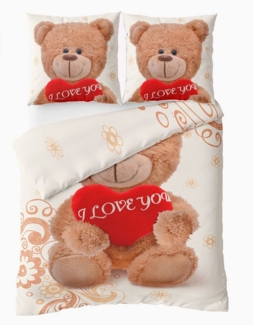 Buymax Bettwäsche Fleece Bettbezug-Set Teddy, Fleece, 4 teilig, 135x200 cm, Wende- Kinderbettwäsche, Teddybär, Weiß Braun