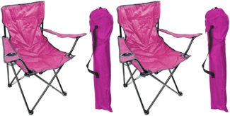 2'er Set Anglersessel mit Getränkehalter und Tasche Pink