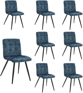 LC Home 8er Set »moderner« Esszimmerstuhl Samt blau 47x58,5x82,5cm Polsterstuhl