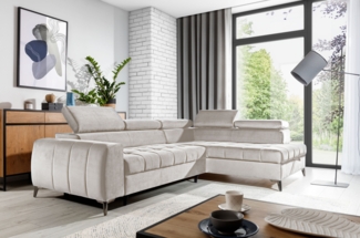 99rooms Dali Ecksofa Velours SALVADOR Beige Rechts mit