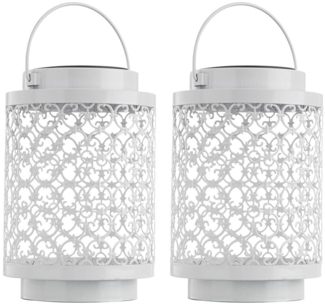 2er Set LED Solarleuchte, weiß, orientalisch, H 18 cm