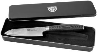 Damaszener Santokumesser 12,5 cm Klinge, 65 lagig mit Micartagriff