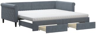 vidaXL Tagesbett Ausziehbar mit Schubladen Dunkelgrau 100x200 cm Samt 3197851