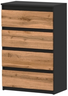 KOSETO Kommode mit 4 Schubladen - 60 cm - für Wohnzimmer und Schlafzimmer, Kratzfeste Oberfläche, Griffloses Design, Pflegeleicht, Modern Design