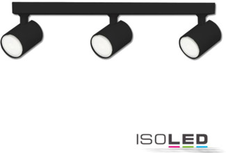 ISOLED Wand- und Deckenleuchte GU10 Triple, IP20, schwarz matt, exkl. Leuchtmittel