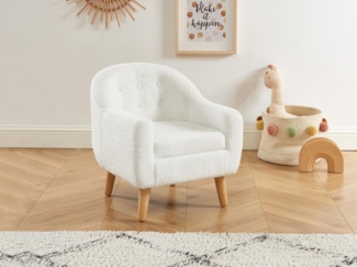 Vente-unique - Schaukelsessel Kindersessel - Bouclé-Stoff - Weiß - CASORLA