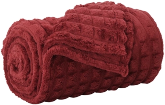 Überwurfdecke, Wohndecke Bordeauxrot 240 x 220 cm Fleece