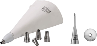 Kaiser | Spritzbeutel-XL Set inkl. Fülltülle 4 mm | 8-TLG | rostfreier Edelstahl | 6 Verschiedene Tüllen | wiederverwendbar | ideal zum garnieren und füllen von Gebäck