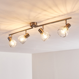 hofstein Deckenleuchte »Seveso« Deckenlampe aus Metall in Nickel-matt/Chrom, ohne Leuchtmittel, verstellbare Strahler, E14, in Gitter-Optik, mit Lichteffekt