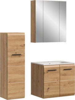 INOSIGN Badezimmer-Set, (Set, 4-St), Florenz, Badkombination 4-tlg, Artisan Oak NB, inkl. Waschbecken