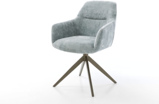 Drehstuhl Pejo-Flex Chenille Pastellblau Kreuzgestell breit Effektfinish Titan 360° drehbar Taschenfederkern