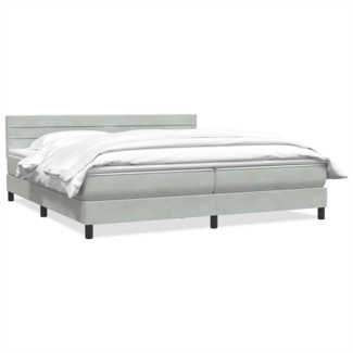 vidaXL Boxspringbett mit Matratze Hellgrau 180x210 cm Samt 3316317