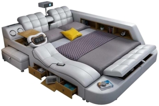 JVmoebel Multimediabett Bett Multifunktion Betten tv beamer usb led Massage Funktion Hotel (1-tlg), Made in Europa