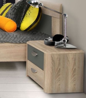 Nachtkommode Nachtschrank Nachtkonsole Jugendzimmer sonoma eiche / grau 53 cm