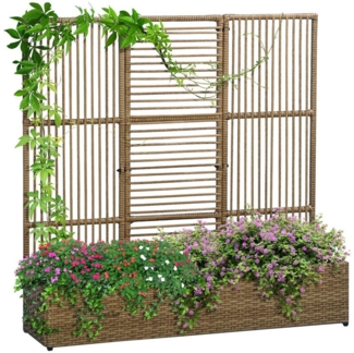 Outsunny Blumenkasten mit Rankhilfe, wetterbeständig (Pflanzkasten, 1 St, Pflanzkübel), für Garten, Terrasse, Sand