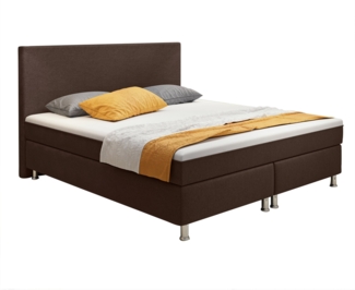 Boxspringbett Berlin 180x200 cm Braun mit Topper-Optik
