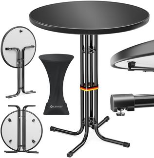 KESSER® Gastro Stehtisch klappbar - Gastronomie Bistrotisch rund - Wetterbeständiger Klapptisch Gartentisch - Runder Partytisch - Hitzebeständig - Stabil und sicher Schwarz, Ø 70 cm, 1er Set