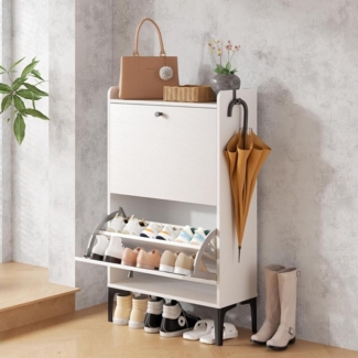 Dripex Schuhschrank mit 2 klappbaren Schubladen und Metallfüßen, verstellbare Fächer