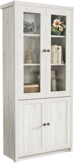 Hochschrank, Holzoptik mit Glastüren, mt Robuste Konstruktion