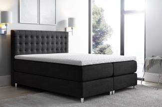 Boxspringbett Bett BAROS Stoff Schwarz 140x200 cm
