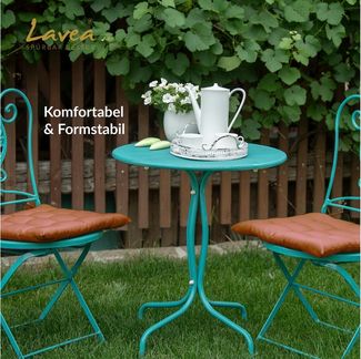 Lavea Stuhlkissen MONACO - weich gepolsterten Sitzkissen Set (4er & 8er), 40 x 40 x 3 cm, mit Stoffbändern, Indoor & Outdoor, für Garten & Balkon