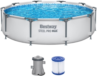 Bestway 'Steel Pro Max Ø 305 x 76 cm' Frame Pool Komplett Set mit Filterpumpe und Zubehör