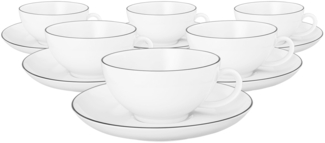 Seltmann Weiden Lido Black Line Teetasse mit Untertasse 200 ml 6er Set - DS