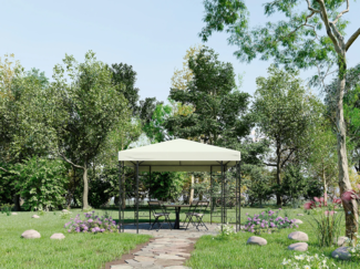 Vente-unique - Gartenpavillon aus Metall im Schmiedeeisen-Look – 9 m² – Schwarz – FIDALA