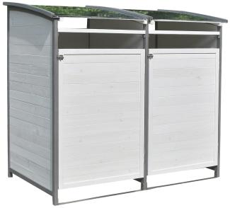 Mülltonnenverkleidung Weiß Doppelbox 2x 120L oder 240L Gartenbox Zinkdach