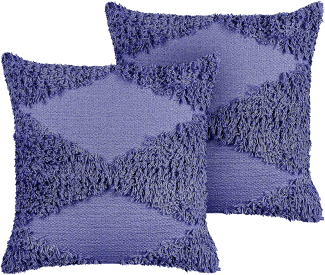 Kissen 2er Set Geometrisches Muster RHOEO Baumwolle 45 x 45 cm Violett