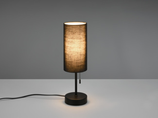 LED Tischleuchte Metall & Stoffschirm Schwarz USB-Ladestationen Höhe 35cm