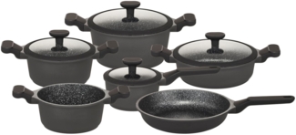 Hanseatic Topf-Set Black Edition, mit langlebiger VITAFLON® GRANIT Antihaft-Versiegelung, Aluminiumguss (Set, 10-tlg), Kochtopf-Set im modernen Design mit formschönen Soft-Touchgriffen