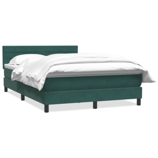 vidaXL Boxspringbett mit Matratze Dunkelgrün 140x210 cm Samt 3316308