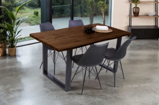Esstisch Baumkante Holz-Optik Nussbaum 160 x 85 U-Gestell schwarz JOSY 159372002