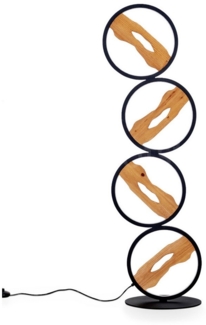 hofstein Stehlampe Stehlampe aus Metall/Holz in Schwarz/Natur, LED fest integriert, 3000 Kelvin, mit Schirmen (27cm), dimmbar über Fußschalter, 30 Watt, 2900 Lumen