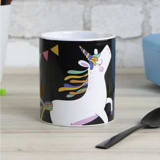 Geda Labels GmbH Tasse Farbwechsel Einhorn, 1-tlg, Keramik, Schwarz, 250ml, mit Thermoeffekt